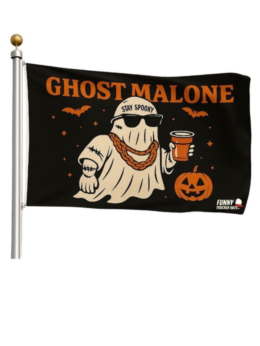 Ghost Malone Halloween Flag Spooky Ghost Pumpkin Party Decor Outdoor Porch Gifts